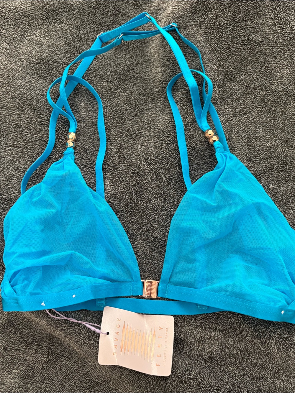 Savage X Fenty Bright Turquoise Mesh Triangle Bikini Top